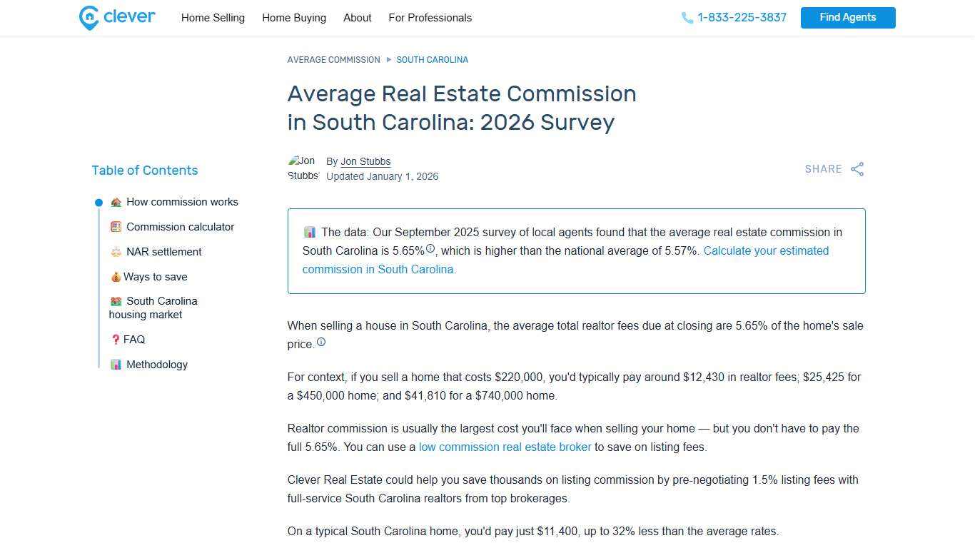 Average Realtor Commission Fees in South Carolina: 2026 Survey